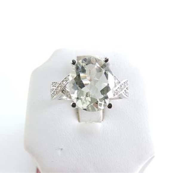 925 Silver Green Amethyst & CZ Ring - Picture 2 of 5